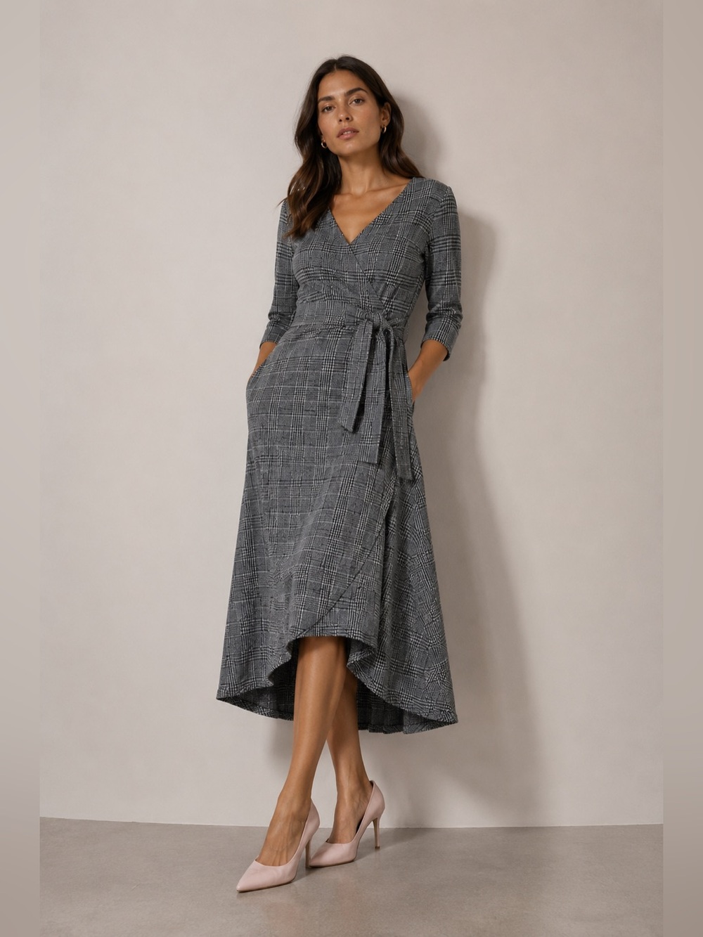 Chaus plaid midi swing dress